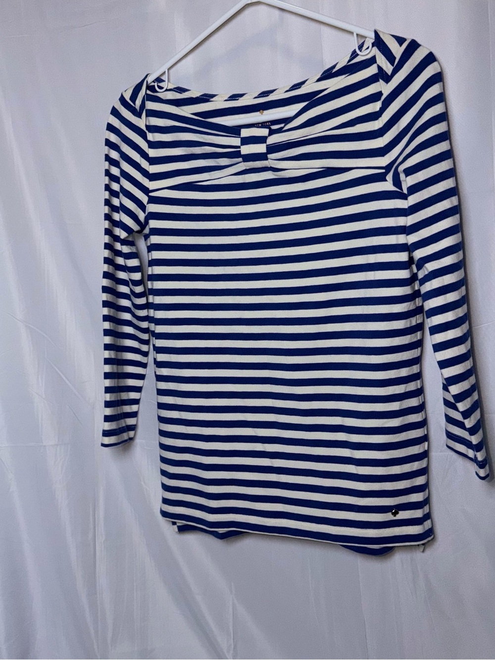 kate spade Navy and White Striped Long Sleeve Boatneck Top